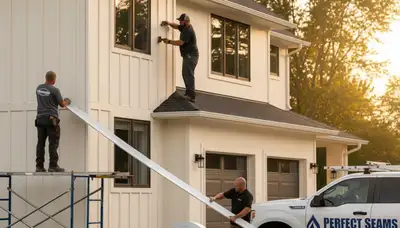 Seamless gutter installation on vinyl-sided home in Philadelphia, PA by Next Level Exteriors